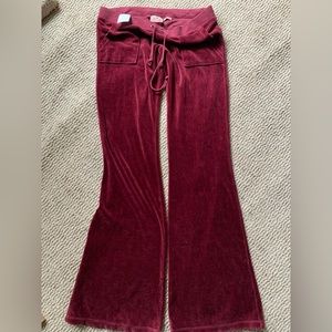 burgundy red vintage 2000s juicy couture tracksuit pants